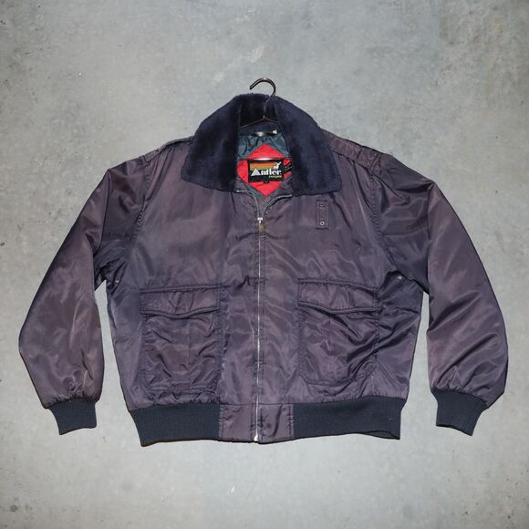 Vintage 80s Antler Bomber Jacket Shearling Mens Insulated Jacket Size Large - Picture 1 of 3